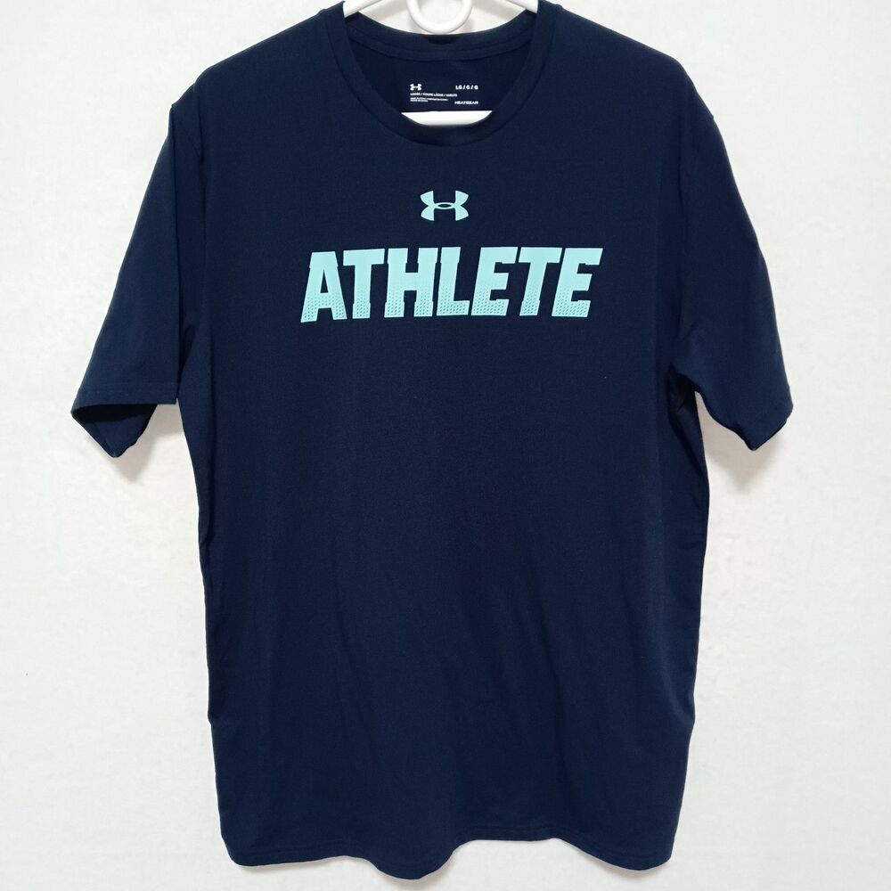 Under Armour HeatGear Men's Large T Shirt Athlete Logo Short Sleeve Loose Fit